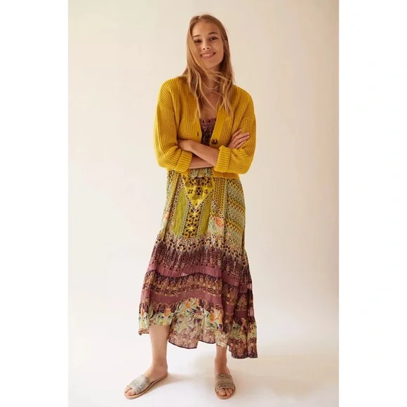 Anthropologie Floral Maxi Dress - Yellow and Purple - Picture 5 of 11